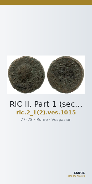RIC II, Part 1 (second edition) Vespasian 1015 — CANOA