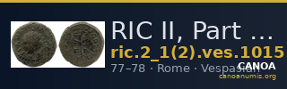 RIC II, Part 1 (second edition) Vespasian 1015 — CANOA