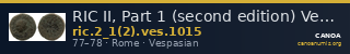 RIC II, Part 1 (second edition) Vespasian 1015 — CANOA
