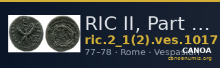 RIC II, Part 1 (second edition) Vespasian 1017 — CANOA