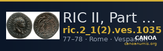 RIC II, Part 1 (second edition) Vespasian 1035 — CANOA
