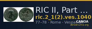 RIC II, Part 1 (second edition) Vespasian 1040 — CANOA