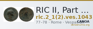 RIC II, Part 1 (second edition) Vespasian 1043 — CANOA