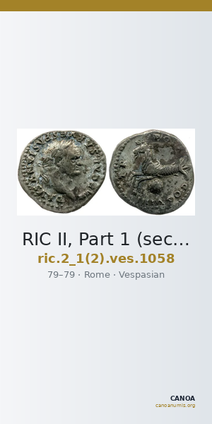 RIC II, Part 1 (second edition) Vespasian 1058 — CANOA
