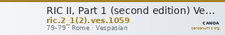 RIC II, Part 1 (second edition) Vespasian 1059 — CANOA