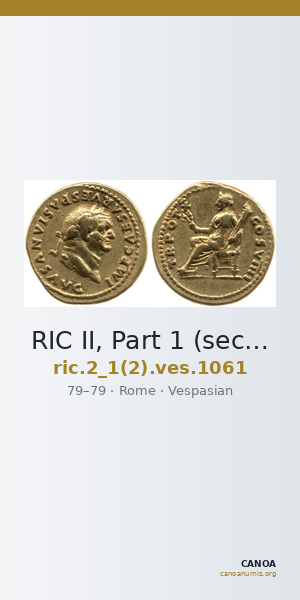 RIC II, Part 1 (second edition) Vespasian 1061 — CANOA