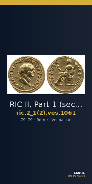 RIC II, Part 1 (second edition) Vespasian 1061 — CANOA