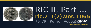 RIC II, Part 1 (second edition) Vespasian 1065 — CANOA