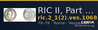 RIC II, Part 1 (second edition) Vespasian 1068 — CANOA