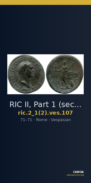 RIC II, Part 1 (second edition) Vespasian 107 — CANOA