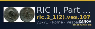 RIC II, Part 1 (second edition) Vespasian 107 — CANOA