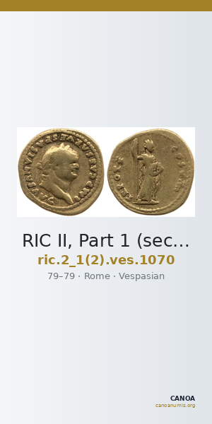 RIC II, Part 1 (second edition) Vespasian 1070 — CANOA