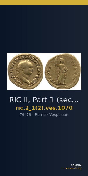 RIC II, Part 1 (second edition) Vespasian 1070 — CANOA