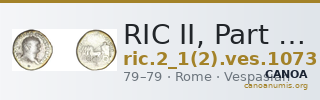 RIC II, Part 1 (second edition) Vespasian 1073 — CANOA
