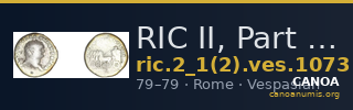 RIC II, Part 1 (second edition) Vespasian 1073 — CANOA