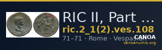 RIC II, Part 1 (second edition) Vespasian 108 — CANOA