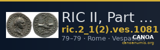 RIC II, Part 1 (second edition) Vespasian 1081 — CANOA