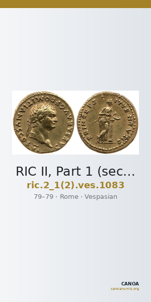 RIC II, Part 1 (second edition) Vespasian 1083 — CANOA