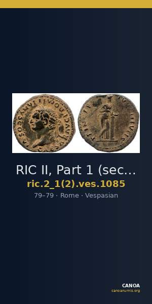 RIC II, Part 1 (second edition) Vespasian 1085 — CANOA