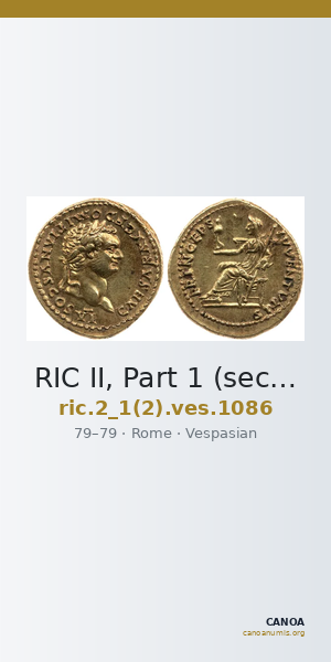 RIC II, Part 1 (second edition) Vespasian 1086 — CANOA