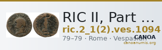 RIC II, Part 1 (second edition) Vespasian 1094 — CANOA
