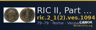 RIC II, Part 1 (second edition) Vespasian 1094 — CANOA