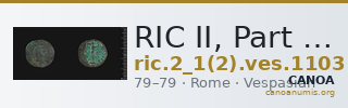 RIC II, Part 1 (second edition) Vespasian 1103 — CANOA