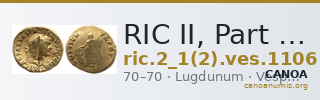 RIC II, Part 1 (second edition) Vespasian 1106 — CANOA