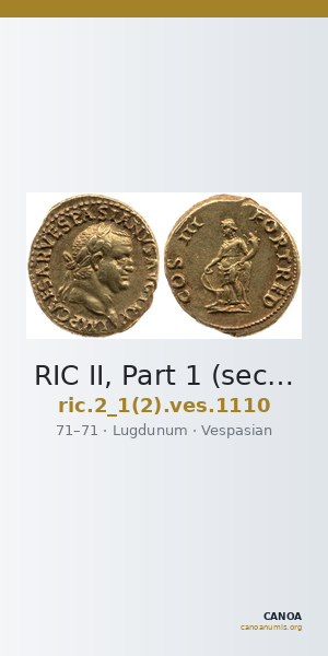 RIC II, Part 1 (second edition) Vespasian 1110 — CANOA