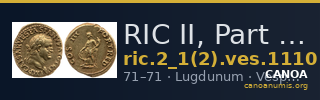 RIC II, Part 1 (second edition) Vespasian 1110 — CANOA