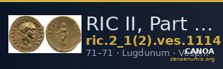 RIC II, Part 1 (second edition) Vespasian 1114 — CANOA
