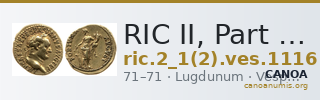 RIC II, Part 1 (second edition) Vespasian 1116 — CANOA
