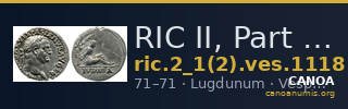 RIC II, Part 1 (second edition) Vespasian 1118 — CANOA