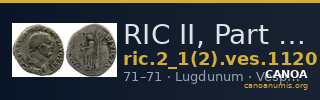 RIC II, Part 1 (second edition) Vespasian 1120 — CANOA