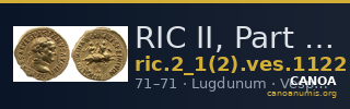 RIC II, Part 1 (second edition) Vespasian 1122 — CANOA