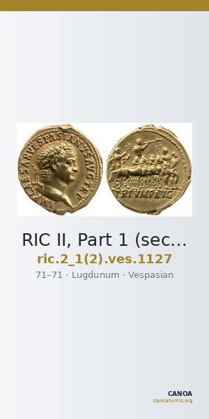 RIC II, Part 1 (second edition) Vespasian 1127 — CANOA