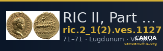 RIC II, Part 1 (second edition) Vespasian 1127 — CANOA