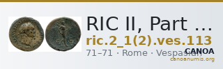 RIC II, Part 1 (second edition) Vespasian 113 — CANOA