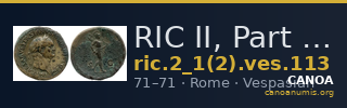 RIC II, Part 1 (second edition) Vespasian 113 — CANOA