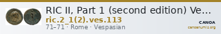 RIC II, Part 1 (second edition) Vespasian 113 — CANOA
