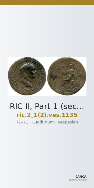 RIC II, Part 1 (second edition) Vespasian 1135 — CANOA