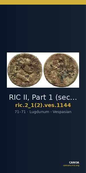 RIC II, Part 1 (second edition) Vespasian 1144 — CANOA