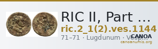 RIC II, Part 1 (second edition) Vespasian 1144 — CANOA