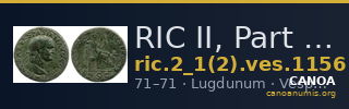 RIC II, Part 1 (second edition) Vespasian 1156 — CANOA