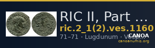 RIC II, Part 1 (second edition) Vespasian 1160 — CANOA