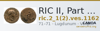 RIC II, Part 1 (second edition) Vespasian 1162 — CANOA