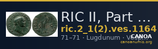 RIC II, Part 1 (second edition) Vespasian 1164 — CANOA