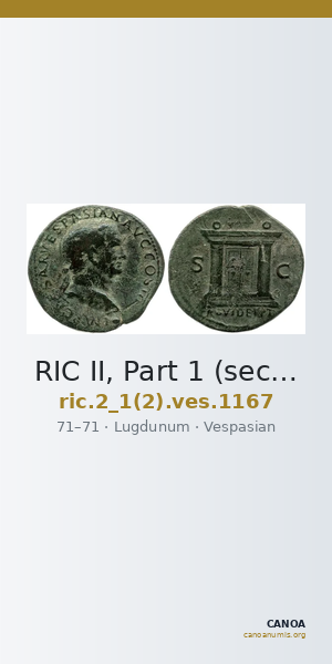 RIC II, Part 1 (second edition) Vespasian 1167 — CANOA