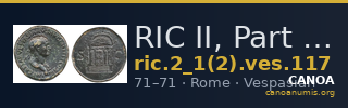 RIC II, Part 1 (second edition) Vespasian 117 — CANOA