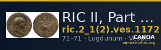 RIC II, Part 1 (second edition) Vespasian 1172 — CANOA